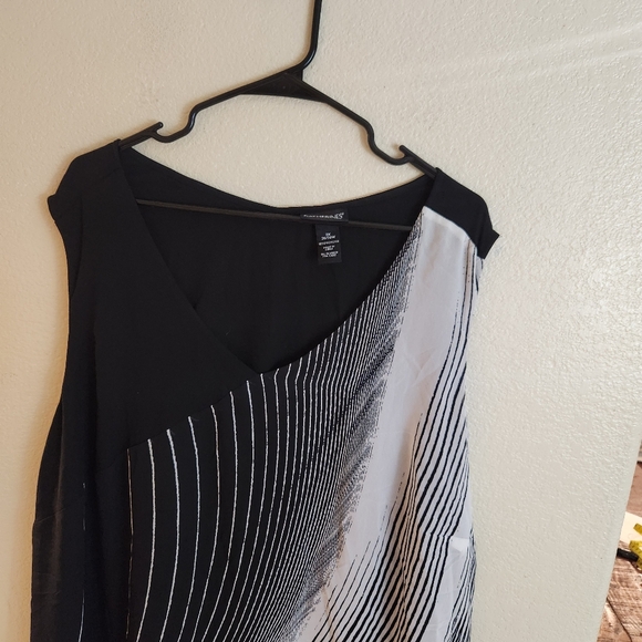 Catherines 3X Sleeveless Abstract Black Sheath Cocktail Dress - Picture 2 of 4